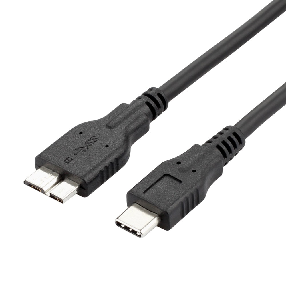 USB-C to USB3.0-microBケーブル 1m 最大3A miwakura 美和蔵 充電/データ転送 5Gbps 金メッキピン採用 100cm ブラック MCA-CTMB100U3-K ◆メ