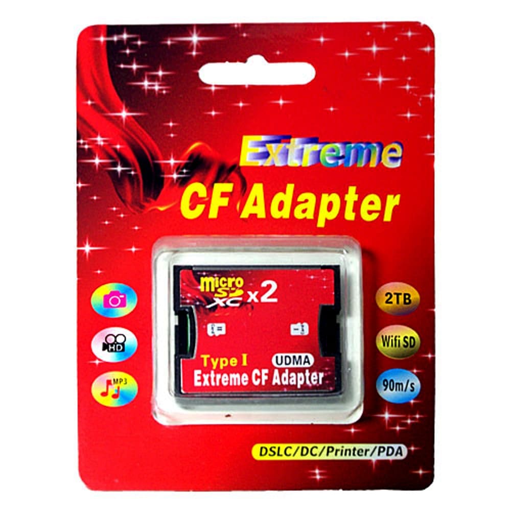 2枚のmicroSDカード(合計容量)を1枚のCFカードTypeIに変換 EXTREME CFアダプター for 同容量microSDx2(本体挿入後 要フォーマット) 海外リテール EXCFAD-MICRO2 ◆メ