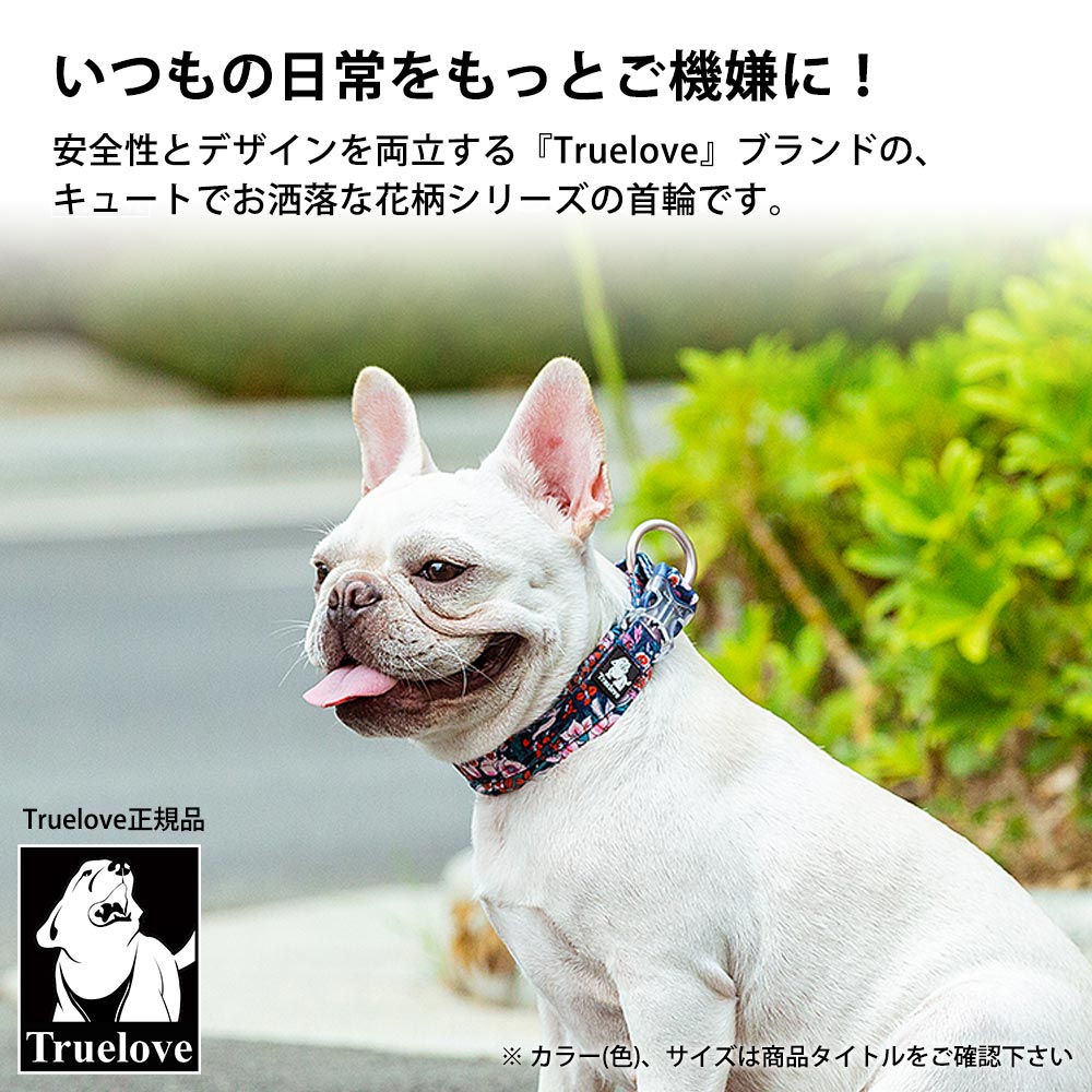 えり付き首輪(花柄 ネイビー) （花柄で選ぶ - おしゃれで