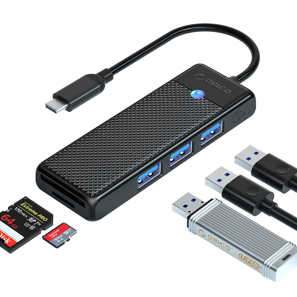 DUO3点/他3点とまとめ買いで10%off/バラ売り不可 USB ハブ USB3.0 3ポート+USB3.0カードリーダー ORICO オリコ