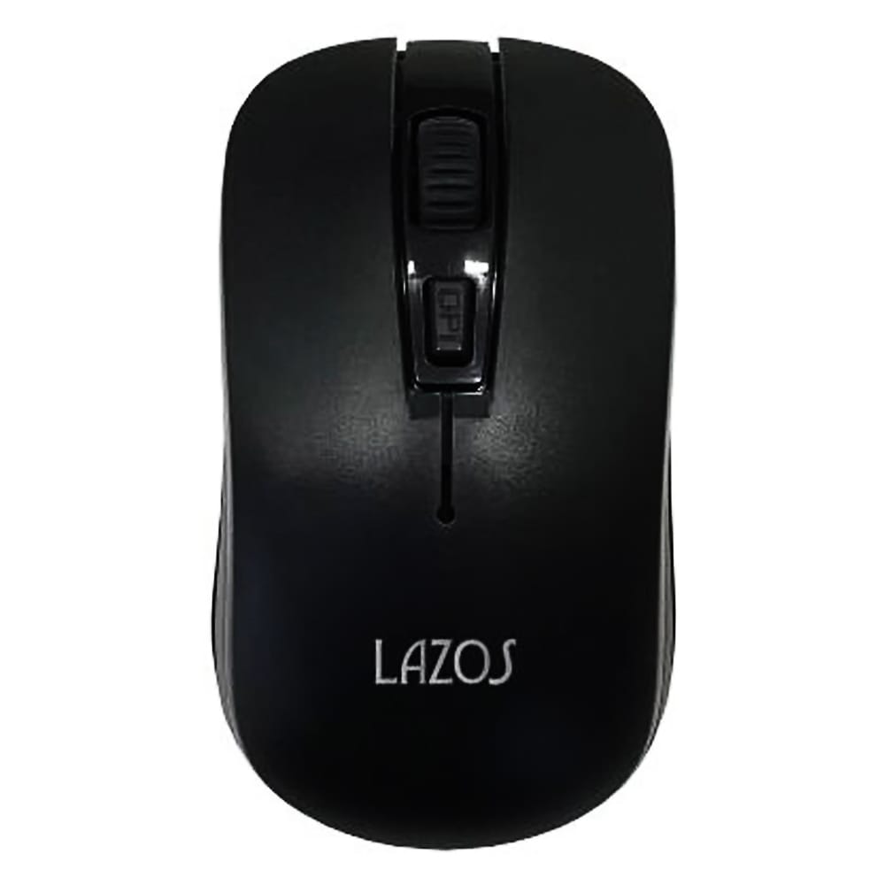 ワイヤレスマウス 2.4GHz 無線マウス 3ボタン Lazos ラゾス 光学式 DPI800/1200/1600(3段式調整) 単3乾電池 小型・軽量50g USBレシーバ同梱 ブラック L-YM-BK ◆宅