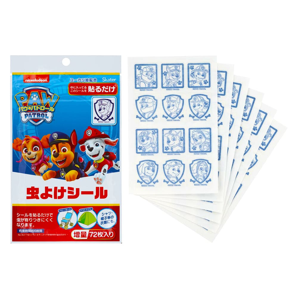 虫除けシール 虫よけシール 72枚入 パウ・パトロール SKATER スケーター 子供 キッズ こども アウトドア お出かけ ユーカリ油配合 シール1枚28×35mm 606830-MYP5 ◆メ