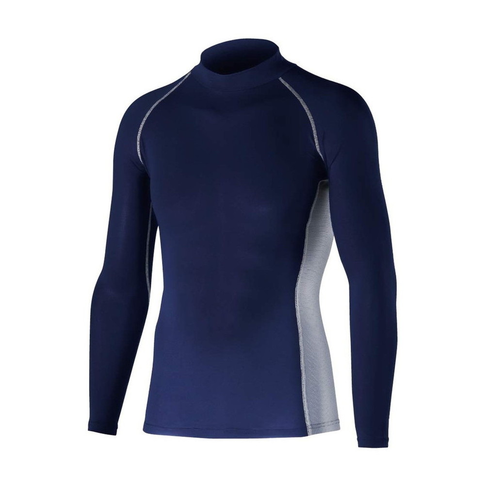 長袖バックハイネックシャツ JW-625 BT冷感 ネイビー LLサイズ OTAFUKU おたふく手袋 ストレッチ コンプレッション 吸汗速乾 消臭 UVカット クロスクール素材 春夏用 メンズ JW-625-56-2L ◆メ