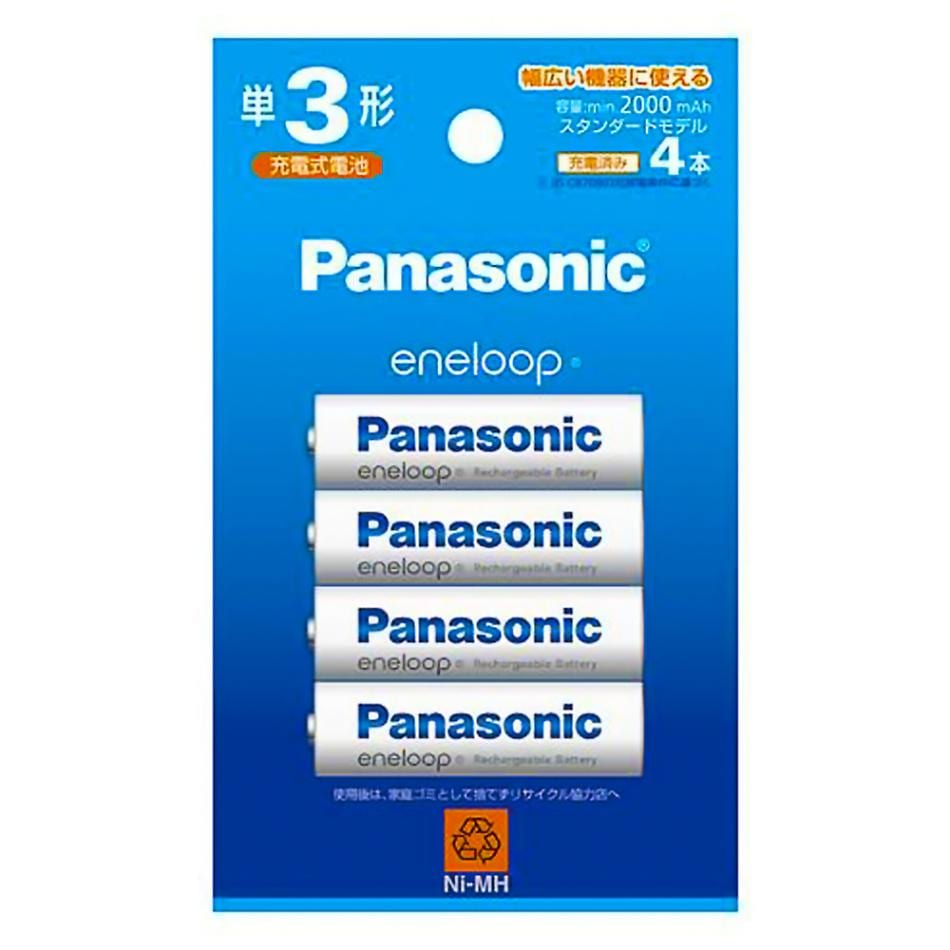 エネループ 単3形 4本パック Panasonic パナソニック eneloop 単三 四本 充電地 容量2000mAh スタンダードモデル BK-3MCD/4H ◆メ