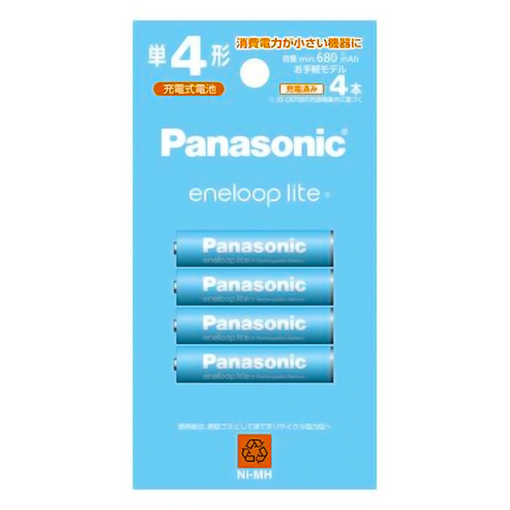 エネループライト 単4形 4本パック Panasonic パナソニック eneloop lite 単四 四本 充電地 容量680mAh お手軽モデル BK-4LCD/4H ◆メ