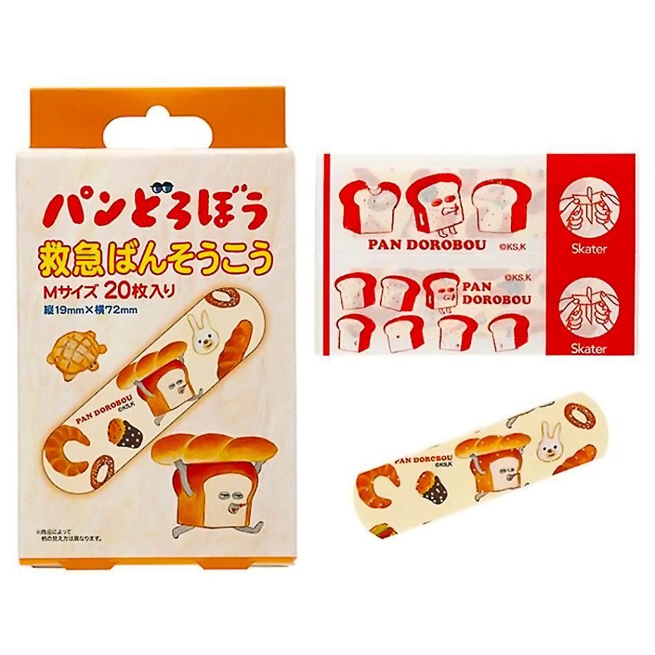 ばんそうこう 救急絆創膏 パンどろぼう Mサイズ 20枚入り SKATER スケーター 子供 キッズ こども かわいい 携帯用 普通サイズ72×19mm 647031-QQB1 ◆メ