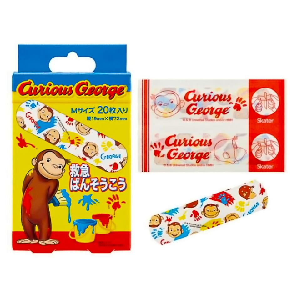 ばんそうこう おさるのジョージ 救急絆創膏 Mサイズ 20枚入り SKATER スケーター 子供 キッズ こども かわいい 携帯用 普通サイズ72×19mm 47055-4-QQB1 ◆メ