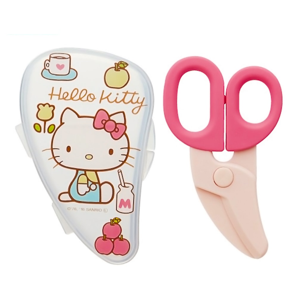 離乳食フードカッター はさみ ハローキティ(70年代) SKATER スケーター 可愛い かわいい プレゼント 子供 ベビー カーブ形状 ケース付き 35925-5-BFC1 ◆メ