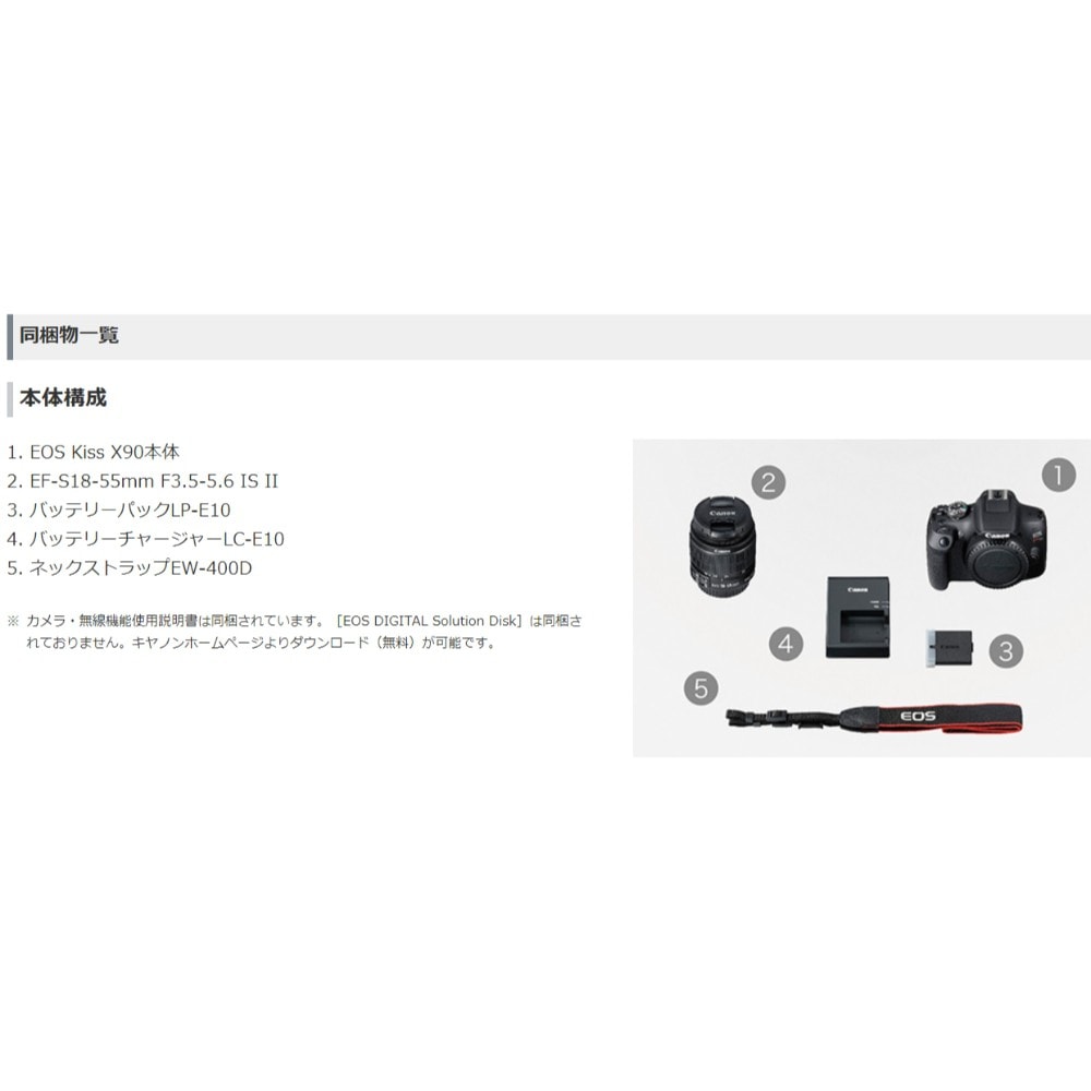 デジタル一眼レフカメラ EOS Kiss X90 EF-S18-55 IS II レンズキット