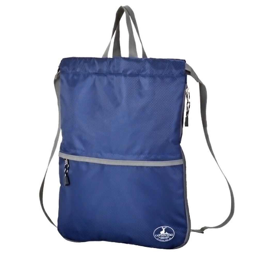 ナップサック プールバッグ 1317 CaptainStag キャプテンスタッグ 2way 持つバッグ 背負うナップザック サイドポケット付 高さ42/幅32/マチ1-15(cm) ネイビー 13170001NV ◆宅