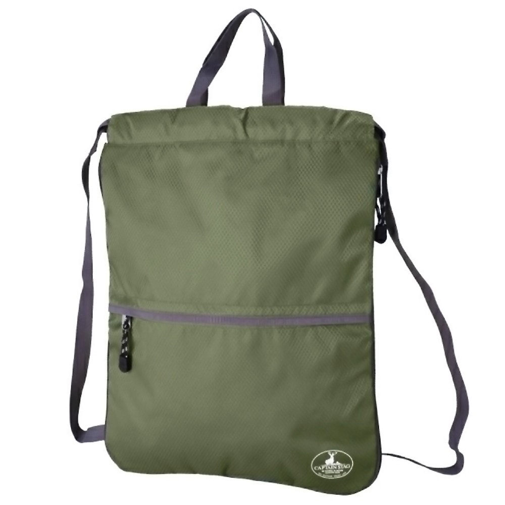 ナップサック プールバッグ 1317 CaptainStag キャプテンスタッグ 2way 持つバッグ 背負うナップザック サイドポケット付 高さ42/幅32/マチ1-15(cm) カーキ 13170001KH ◆宅