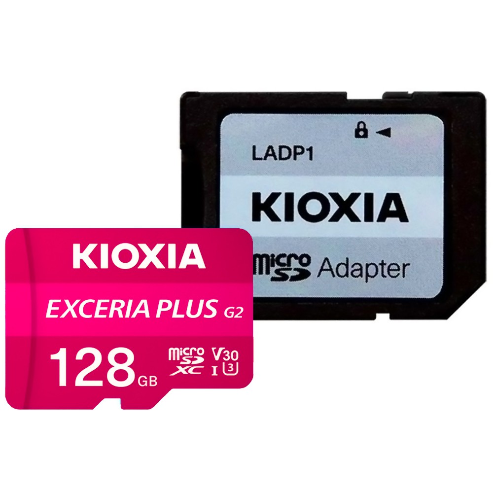 マイクロSDカード 128GB microSDXC KIOXIA キオクシア EXCERIA PLUS G2 CLASS10 UHS-I U3 V30 A1 R:100MB/s W:65MB/s SDアダプタ付 海外リテール LMPL2M128GG2 ◆メ