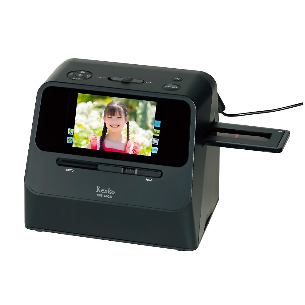 COMBOフィルムスキャナー 写真もフィルムもデジタルデータ化 Kenko ケンコートキナー 大型5インチ液晶 SDカード保存 2電源(USB/バッテリー) ブラック KFS-14C5L ◆宅