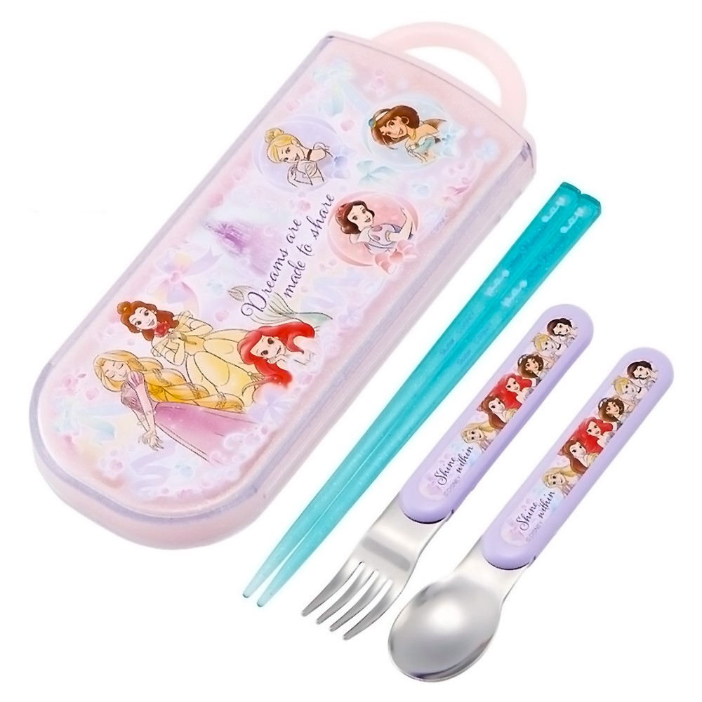 弁当用箸 トリオセット プリンセス 25 ディズニー SKATER スケーター 子供 箸16.5cm/スプーン・フォーク13cm スライド式 名前シール付 689925-TACC2AG ◆メ