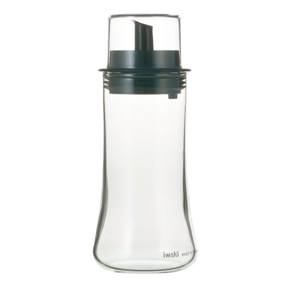 フタ付オイル差し M 調味料入れ 耐熱ガラス iwaki イワキ AGCテクノグラス ガラス製 容量160ml 蓋付き 液だれしない 寸法14.3×径5.9cm クリア KT5032-BKO ◆宅