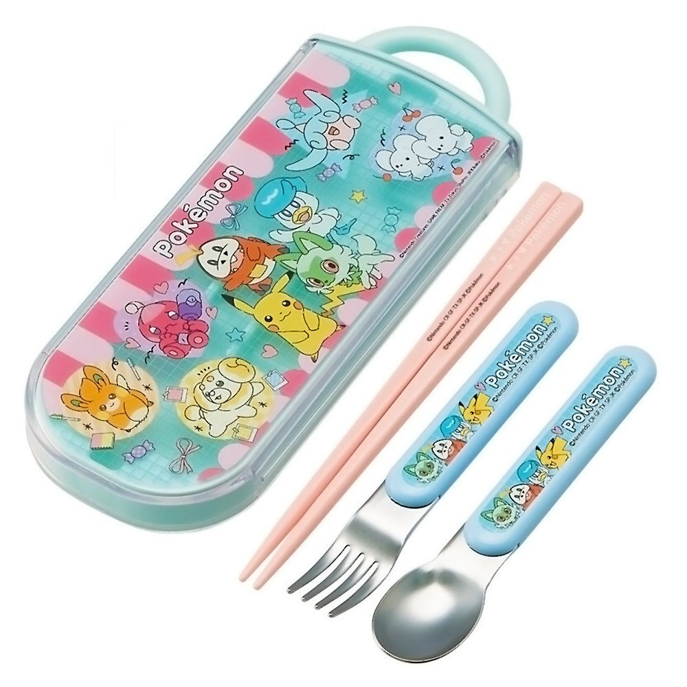 弁当用箸 トリオセット ポケモン Popping Up SKATER スケーター 子供 箸16.5cm/スプーン・フォーク13cm スライド式 名前シール付 687174-TACC2AG ◆メ