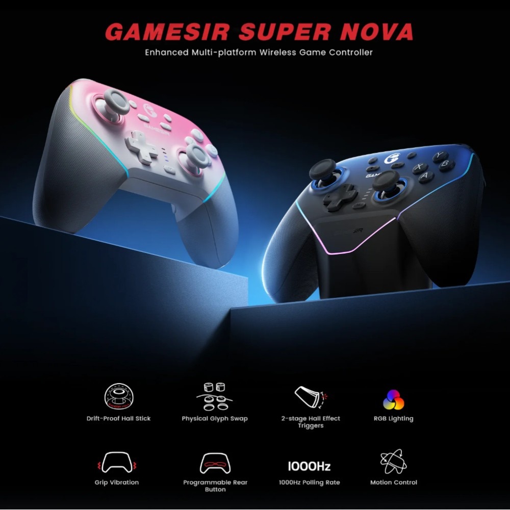 ゲーミングコントローラー GameSir Super Nova Pink ワイヤレス