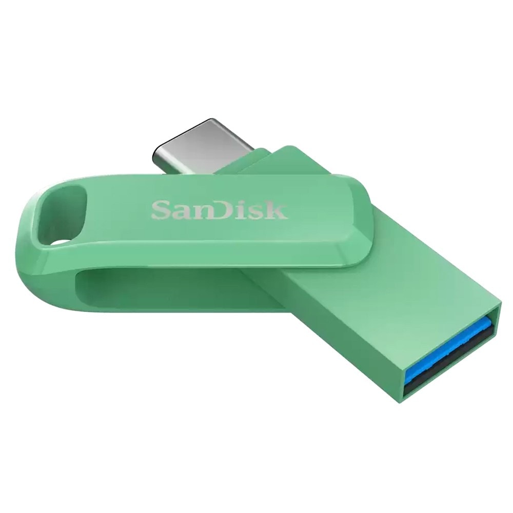 USBメモリ 128GB USB-A/C 両コネクタ搭載 SanDisk サンディスク Ultra Dual Drive Go USB Type-C USB3.1 Gen1 R:400MB/s 回転式 アブサングリーン 海外リテール SDDDC3-128G-G46AG ◆メ