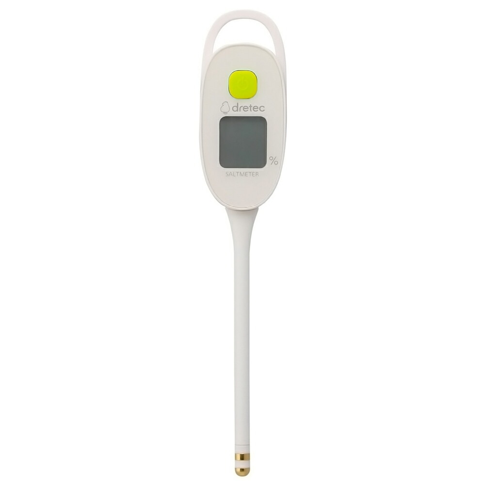 塩分計 塩分管理計 塩分測定器 dretec ドリテック 防水タイプ IPX7 塩分チェッカー デジタル 丸洗い可 塩分 減塩 低塩 健康グッズ 高血圧 ホワイト EN-905RIV ◆メ