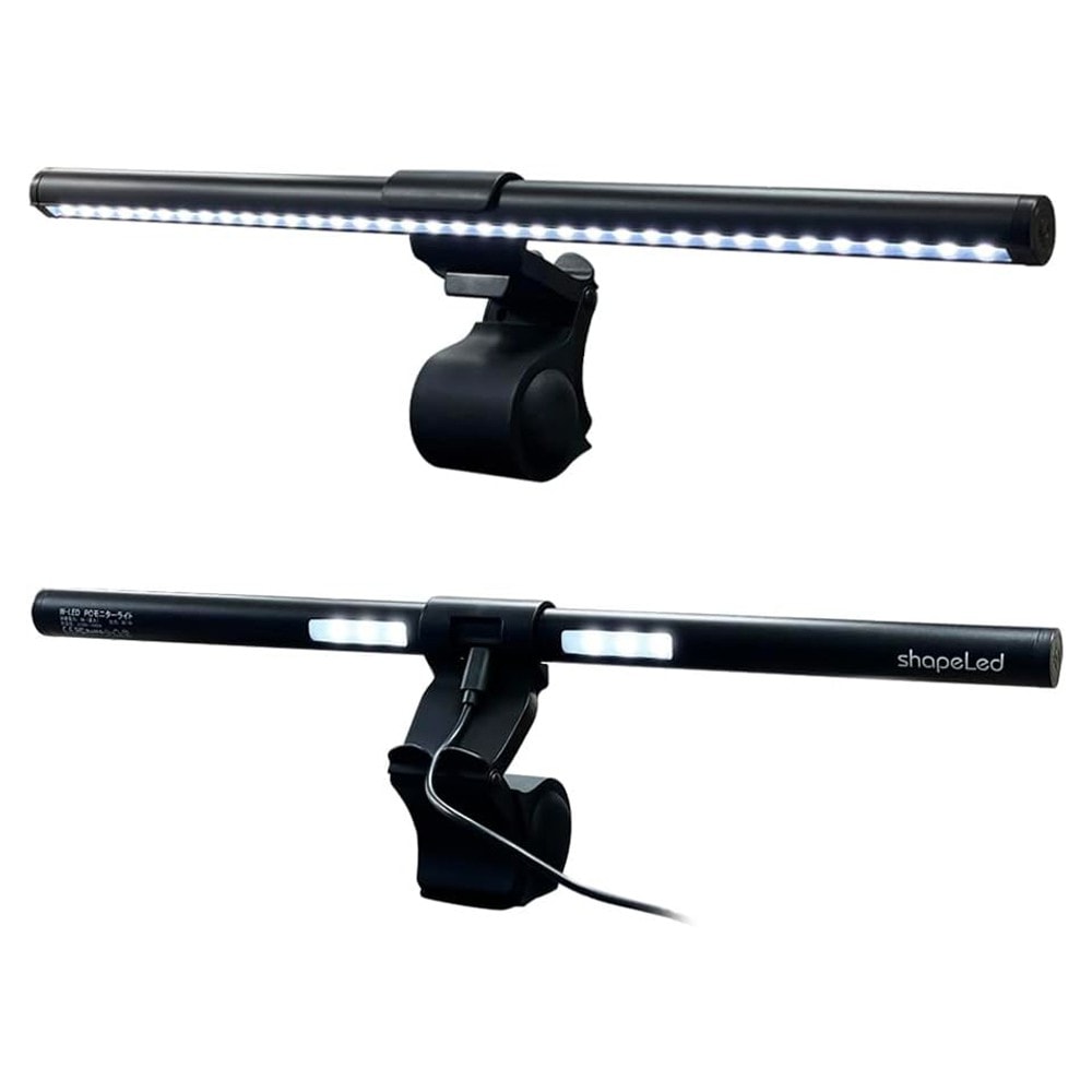 PCモニターライト LED-802 Black A W-LED デュアル 幅41cm 3種演色 無段階調光 後部ライト BH JAPAN モニター掛け式 USB 目の負担軽減 ノートPC用クリップ同梱 ブラック LED-802-A ◆宅