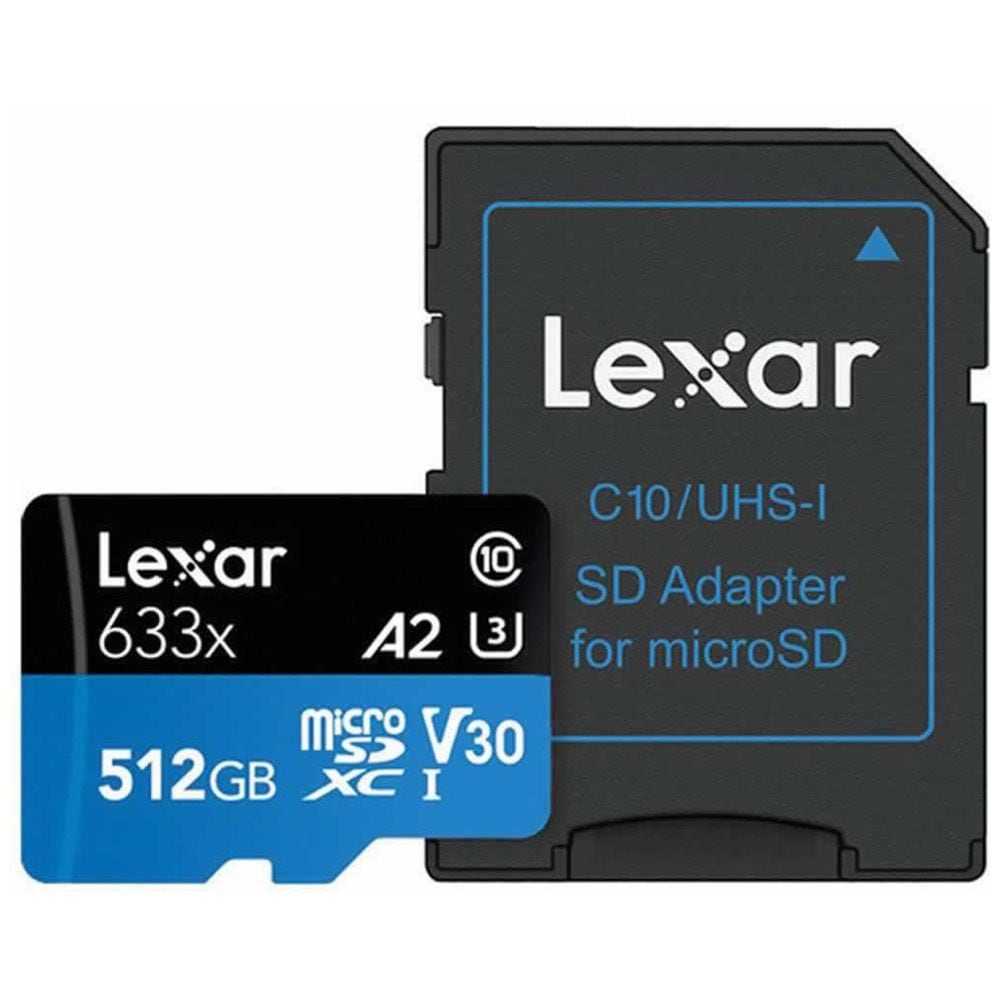 マイクロSDカード 512GB microSDXC Lexar レキサー 633x Class10 UHS-1 U3 V30 A1 R:100MB/s W:70MB/s SDアダプタ付 海外リテール LSDMI512BB633A ◆メ