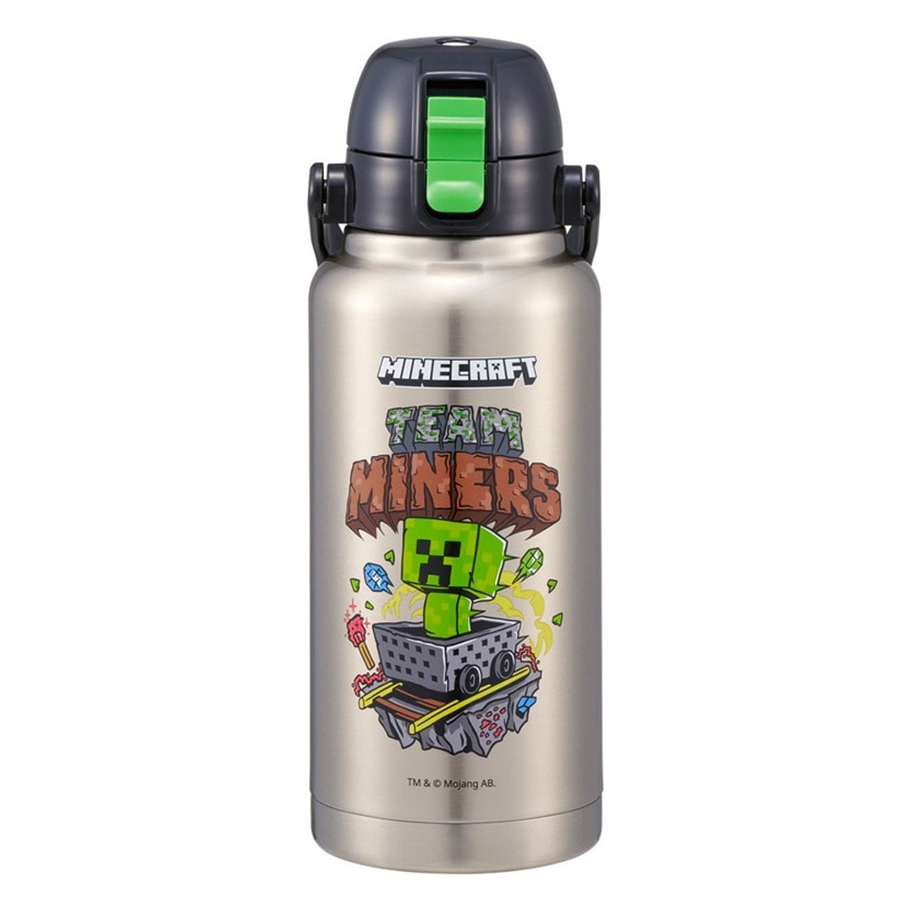 水筒 マインクラフト Minecraft ハンドル付ワンプッシュダイレクトステンレスボトル 1000ml 1L SKATER スケーター 直飲み 保冷専用 氷 アイスボトル ステンレス製 714191-STD10H ◆宅