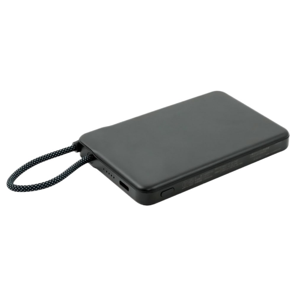 個体電池モバイルバッテリー 5000mAh mp045 PLATA プラタ 安全 長寿命 ゲルポリマー電解質採用 半固体電池 ケーブル一体型 薄型 軽量 ブラック MP045BK ◆メ
