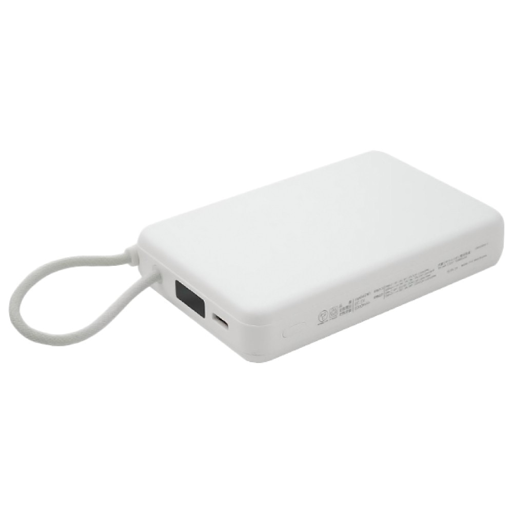 個体電池モバイルバッテリー 10000mAh mp046 PLATA プラタ 安全 長寿命 ゲルポリマー電解質採用 半固体電池 ケーブル一体型 薄型 軽量 ホワイト MP046WH ◆メ