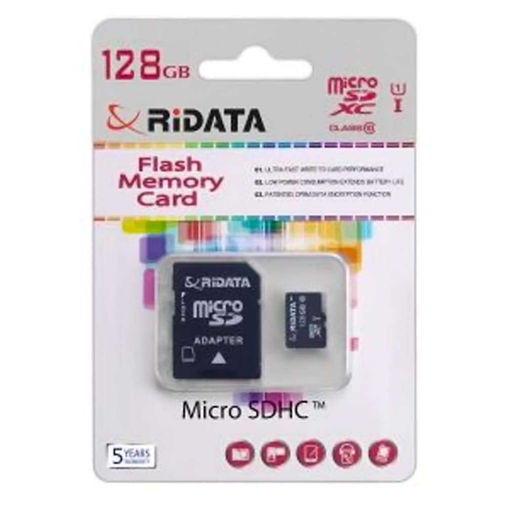 マイクロSDカード 128GB microSDXC RiDATA ライデータ CLASS10 UHS-I U1 R:80MB/s SDアダプタ付 海外リテール RI-MSD128G ◆メ
