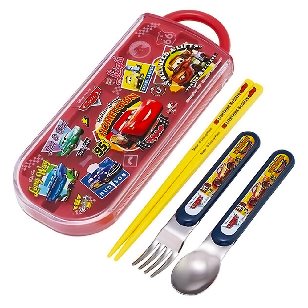 弁当用箸 トリオセット カーズ 26 ディズニー SKATER スケーター 子供 箸16.5cm/スプーン・フォーク13cm スライド式 名前シール付 722349-TACC2 ◆メ