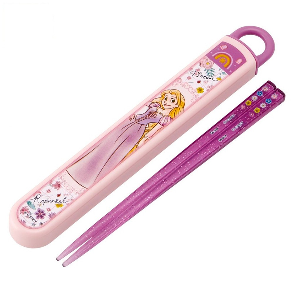 弁当用箸 ラプンツェル 26 ディズニー スライド箸＆箸箱セット SKATER スケーター 子供 箸16.5cm スライド式 ストッパー付 名前シール付 722004-ABS2AM ◆メ