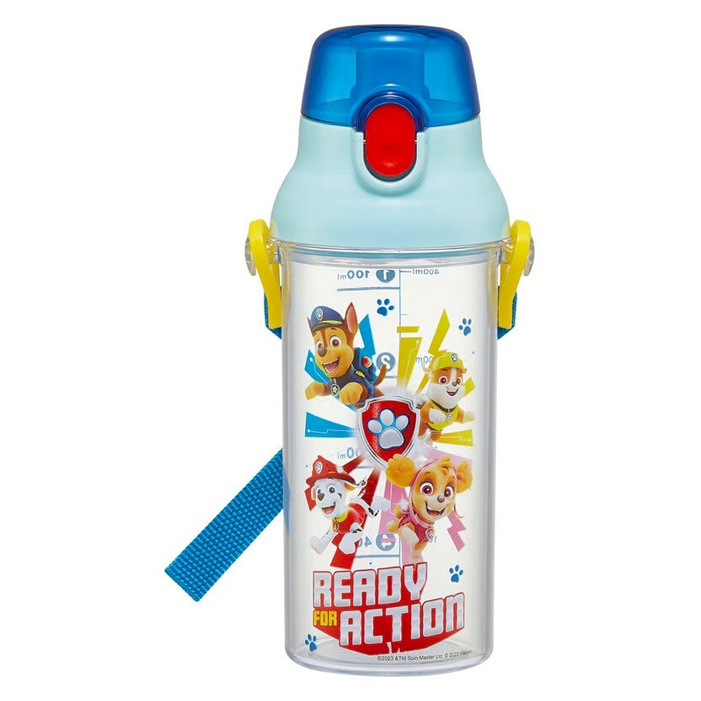 水筒 パウ・パトロール 23 ドリンクマーカーボトル SKATER スケーター 子供 男の子 容量480ml 透明 直飲み 目盛り 食洗機対応 名前シール ショルダーベルト 653209-PSB5TRC ◆宅