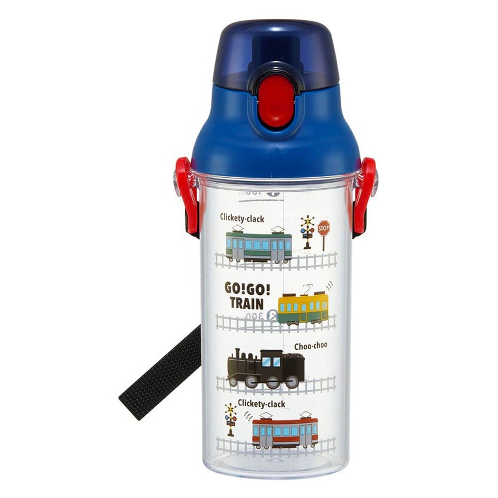 水筒 GO GO TRAIN ゴーゴートレイン ドリンクマーカーボトル SKATER スケーター 子供 容量480ml 透明 直飲み 目盛り 食洗機対応 名前シール ショルダーベルト 671180-PSB5TRC ◆宅