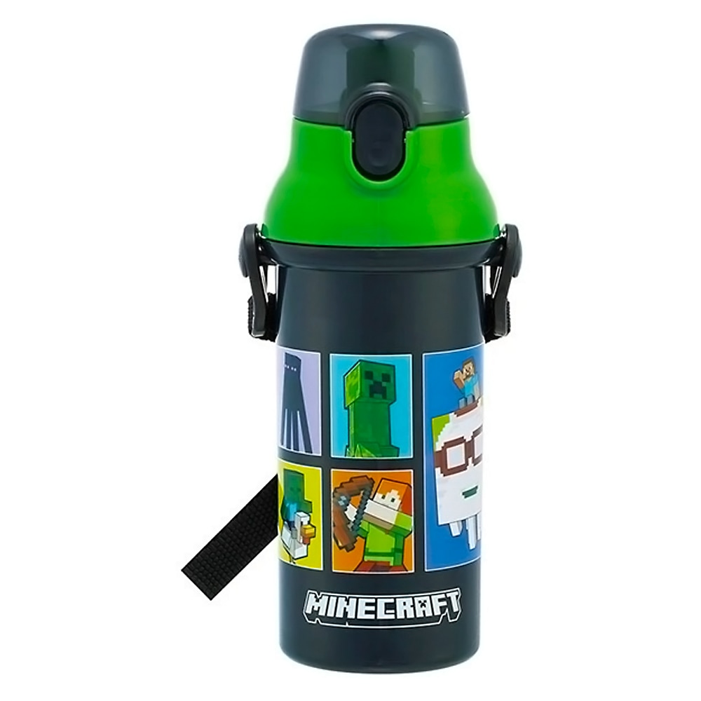 水筒 Minecraft マインクラフト 26 直飲みプラワンタッチボトル SKATER スケーター 子供 ワンプッシュ式 容量480ml 食洗機対応 抗菌 超軽量 720253-PSB5SAN ◆宅