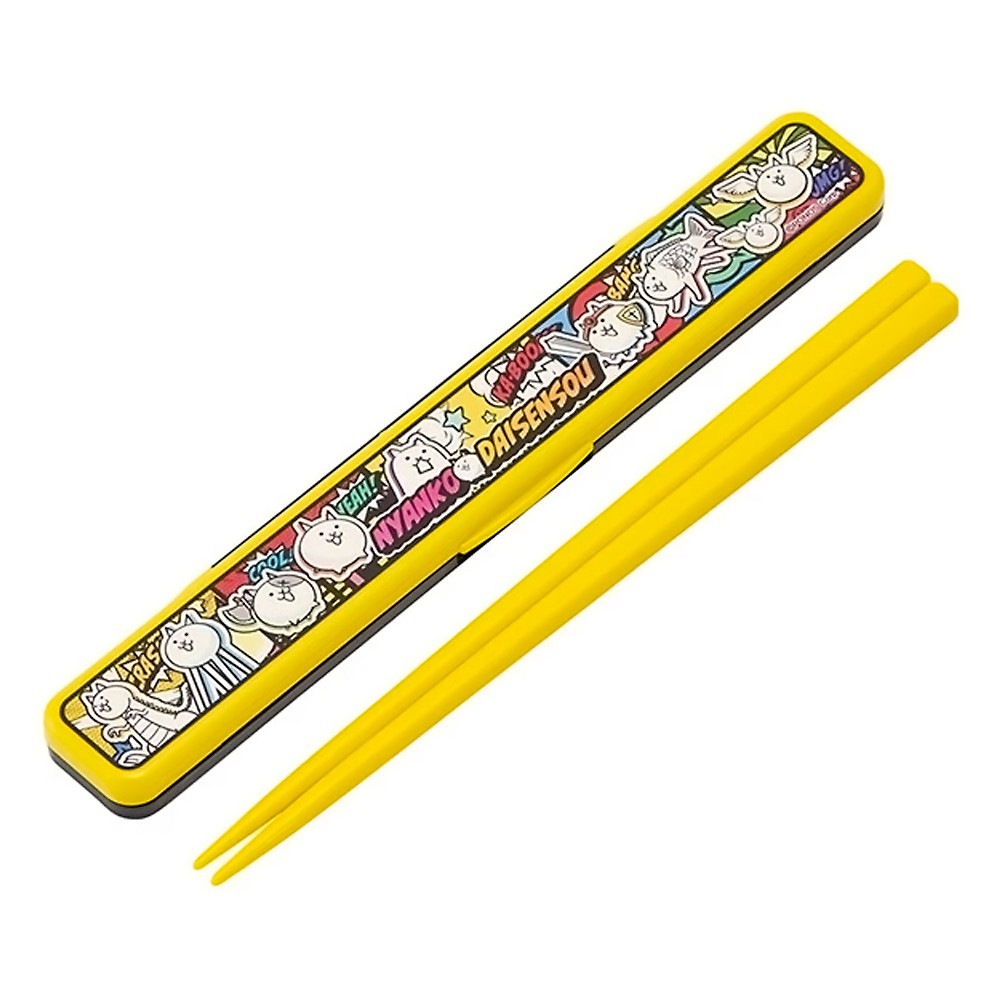 弁当用箸 にゃんこ大戦争 26 音のならない箸 箸箱セット SKATER スケーター 子供 箸18cm 横開き 防音クッション付 抗菌 723858-ABC3 ◆メ