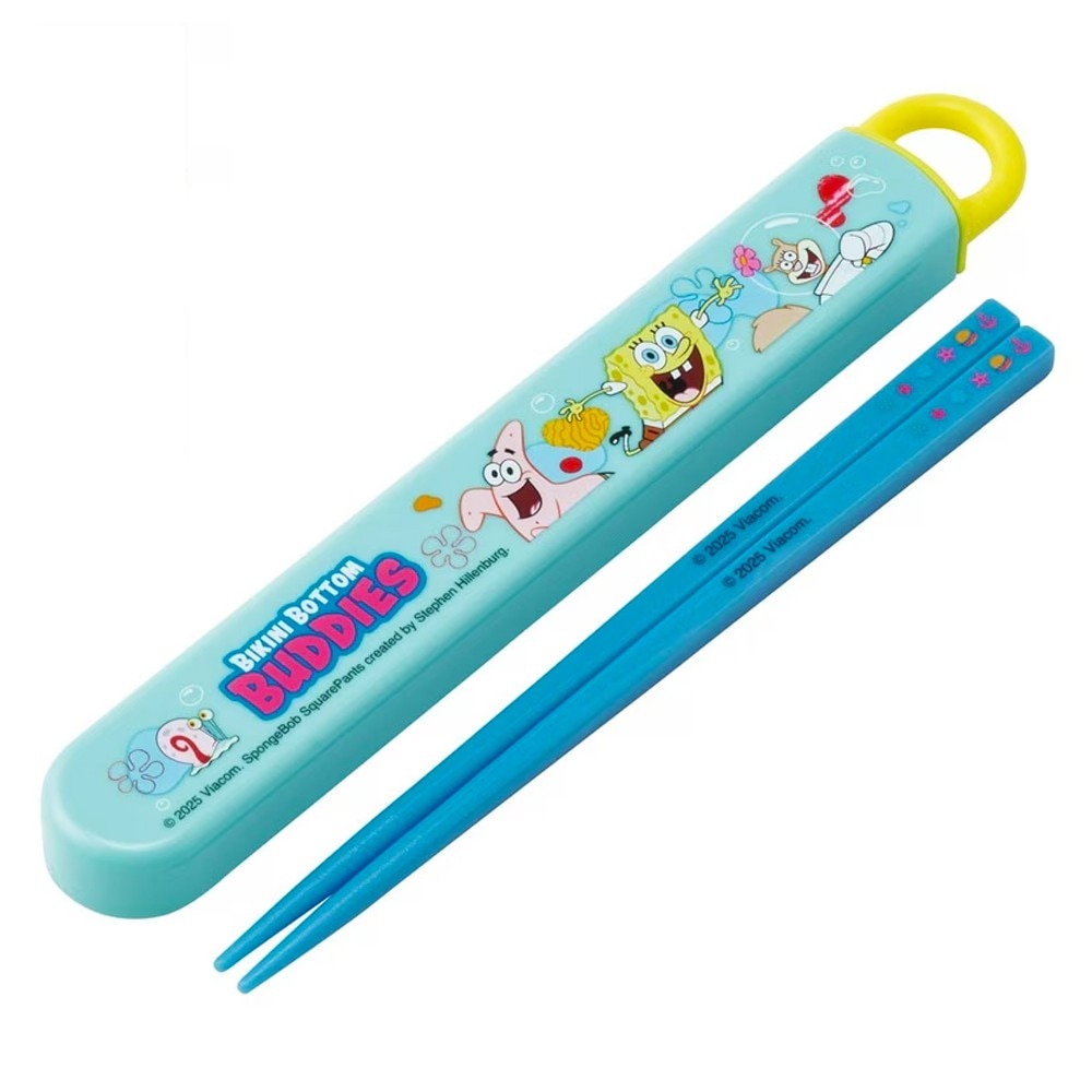 弁当用箸 スポンジ・ボブ スライド箸＆箸箱セット SKATER スケーター 子供 箸16.5cm スライド式 ストッパー付 名前シール付 723513-ABS2AM ◆メ