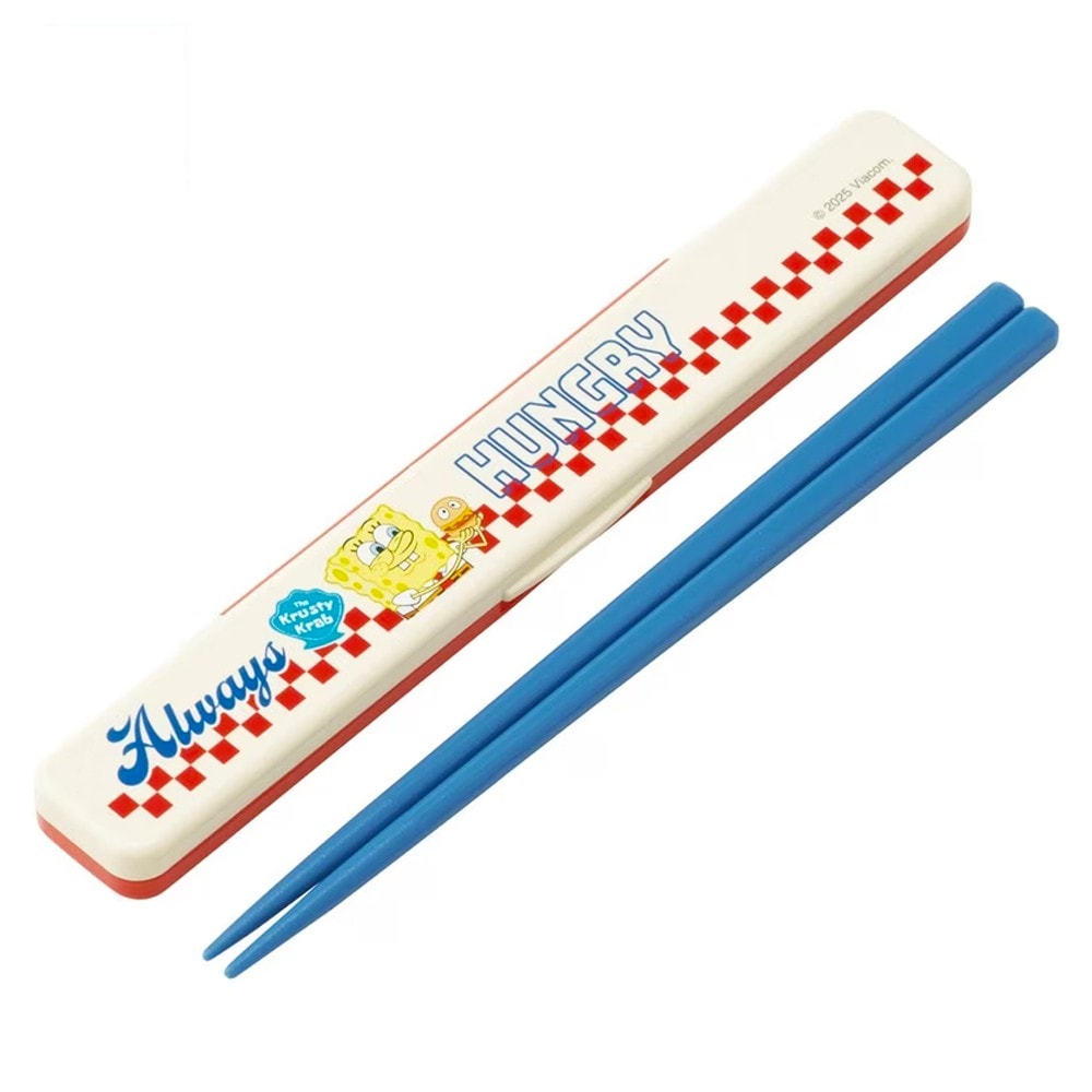 弁当用箸 スポンジ・ボブ hungry 音のならない箸 箸箱セット SKATER スケーター 子供 箸18cm 横開き 防音クッション付 抗菌 723421-ABC3 ◆メ