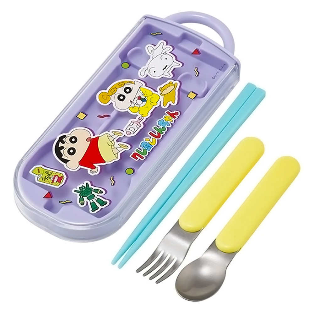 弁当用箸 トリオセット クレヨンしんちゃん 26 SKATER スケーター 子供 箸16.5cm/スプーン・フォーク13cm スライド式 名前シール付 717635-TACC2 ◆メ