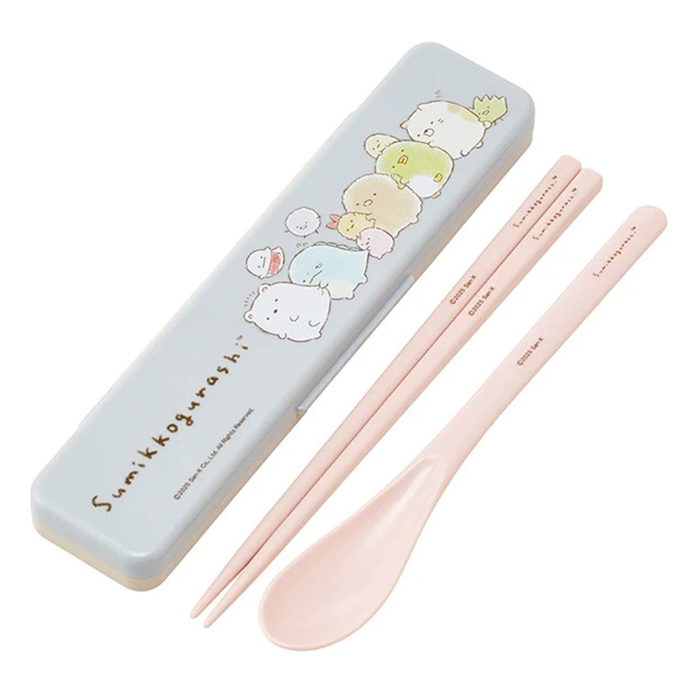 弁当用箸 すみっコぐらし ドローイング 音のならないコンビセット SKATER スケーター 子供 箸/スプーン18cm すべり止め加工(箸先端) 収納ケース 696930-CCS3SA ◆メ
