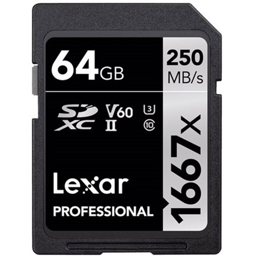SDカード 64GB UHS-II SDXC Lexar レキサー Professional 1667x Class10 UHS-II U3 V60 R:250MB/s W:120MB/s 海外リテール LSD64GCB1667 ◆メ