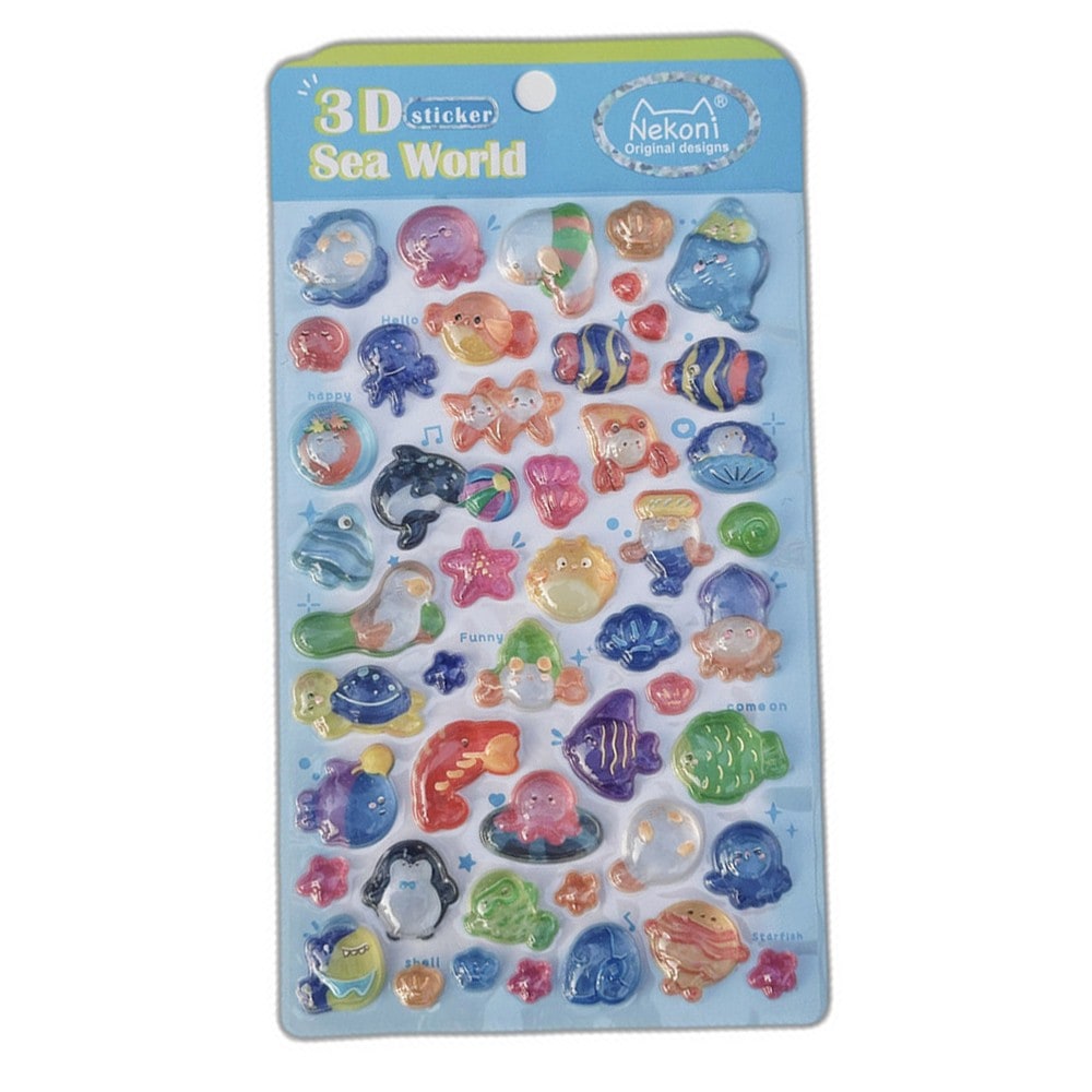 シール 立体 ボンボンシール ドロップシール 海洋生物 51366 NEKONI 3D Sticker スマホ ステッカー デコレーション かわいい 女の子 シール帳 交換 MNS-51366 ◆メ