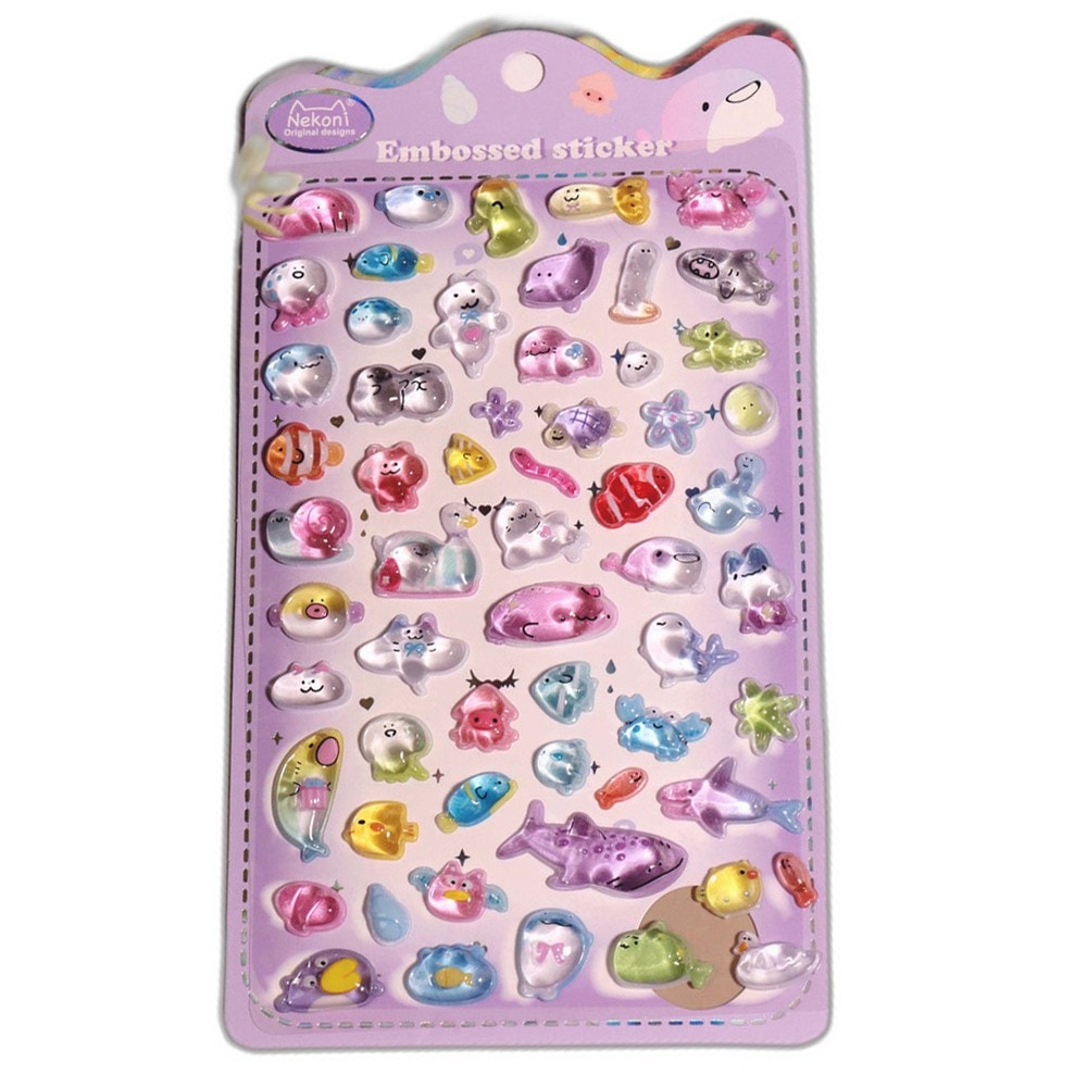 シール 立体 ボンボンシール ドロップシール 海の仲間 51423 NEKONI 3D Sticker スマホ ステッカー デコレーション かわいい 女の子 シール帳 交換 MNS-51423 ◆メ