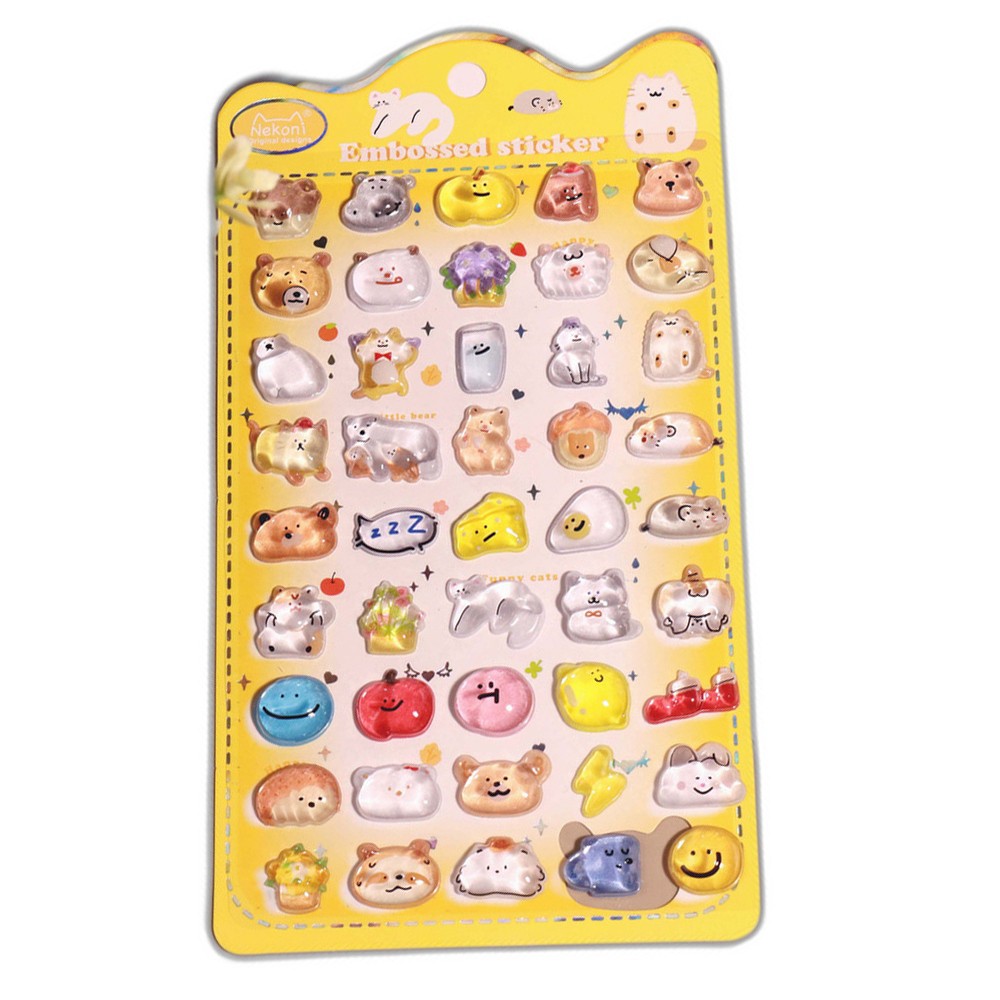 シール 立体 ボンボンシール ドロップシール 動物2 51424 NEKONI 3D Sticker スマホ ステッカー デコレーション かわいい 女の子 シール帳 交換 MNS-51424 ◆メ