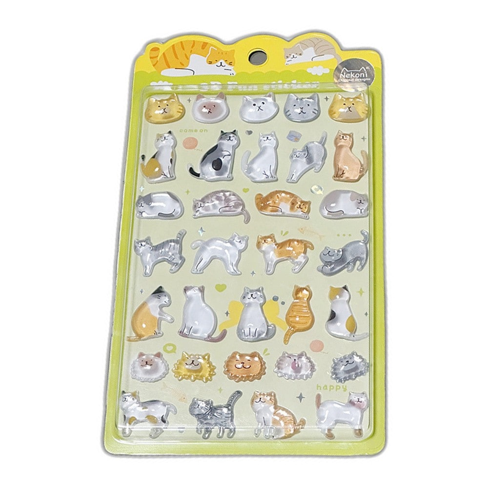 シール 立体 ボンボンシール ドロップシール ネコ1 猫 51429 NEKONI 3D Sticker スマホ ステッカー デコレーション かわいい 女の子 シール帳 交換 MNS-51429 ◆メ