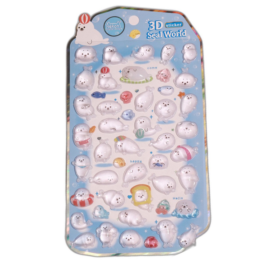 シール 立体 ボンボンシール ドロップシール 海豹 アザラシ 51457 NEKONI 3D Sticker スマホ ステッカー デコレーション かわいい 女の子 シール帳 交換 MNS-51457 ◆メ