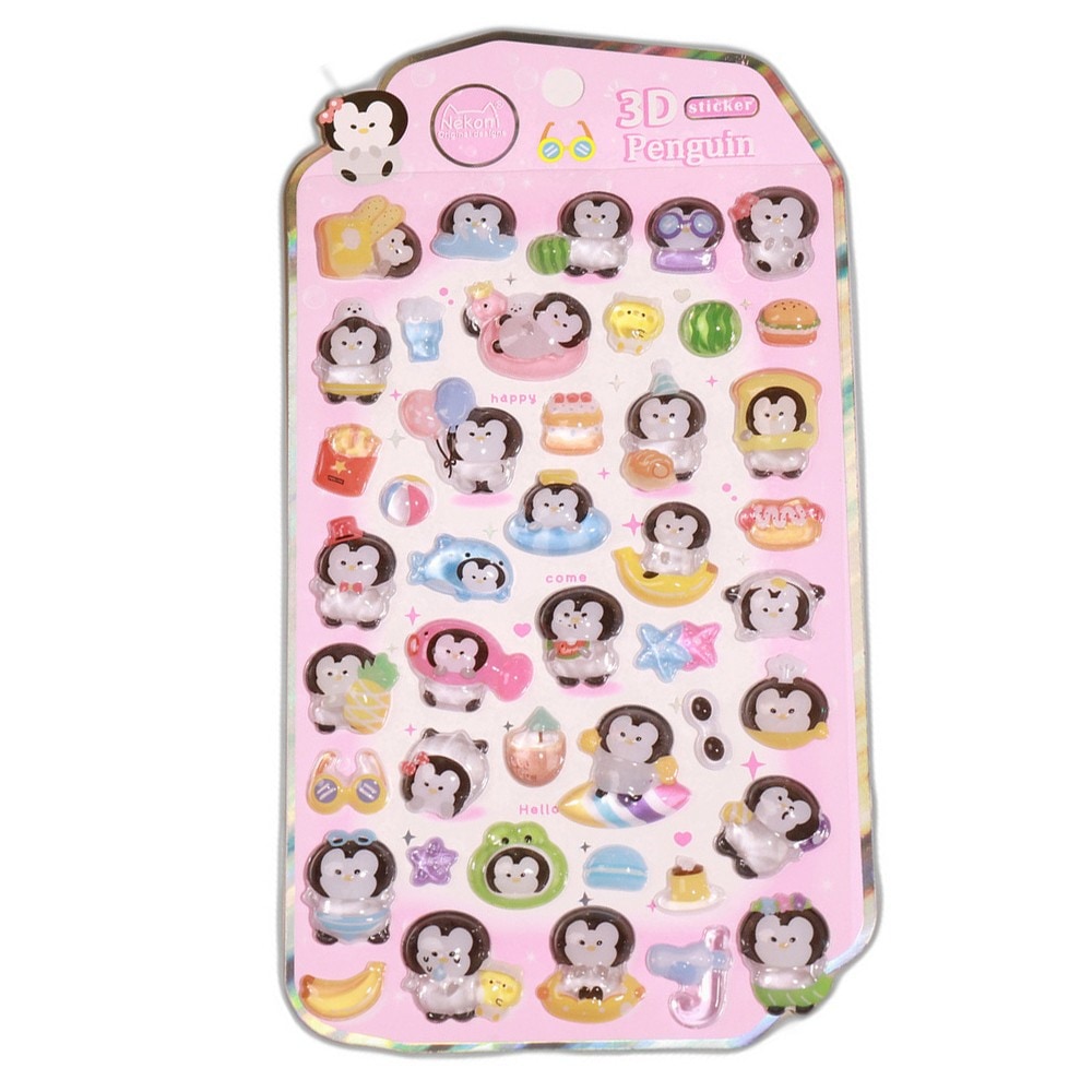シール 立体 ボンボンシール ドロップシール 鳥 ペンギン 51458 NEKONI 3D Sticker スマホ ステッカー デコレーション かわいい 女の子 シール帳 交換 MNS-51458 ◆メ