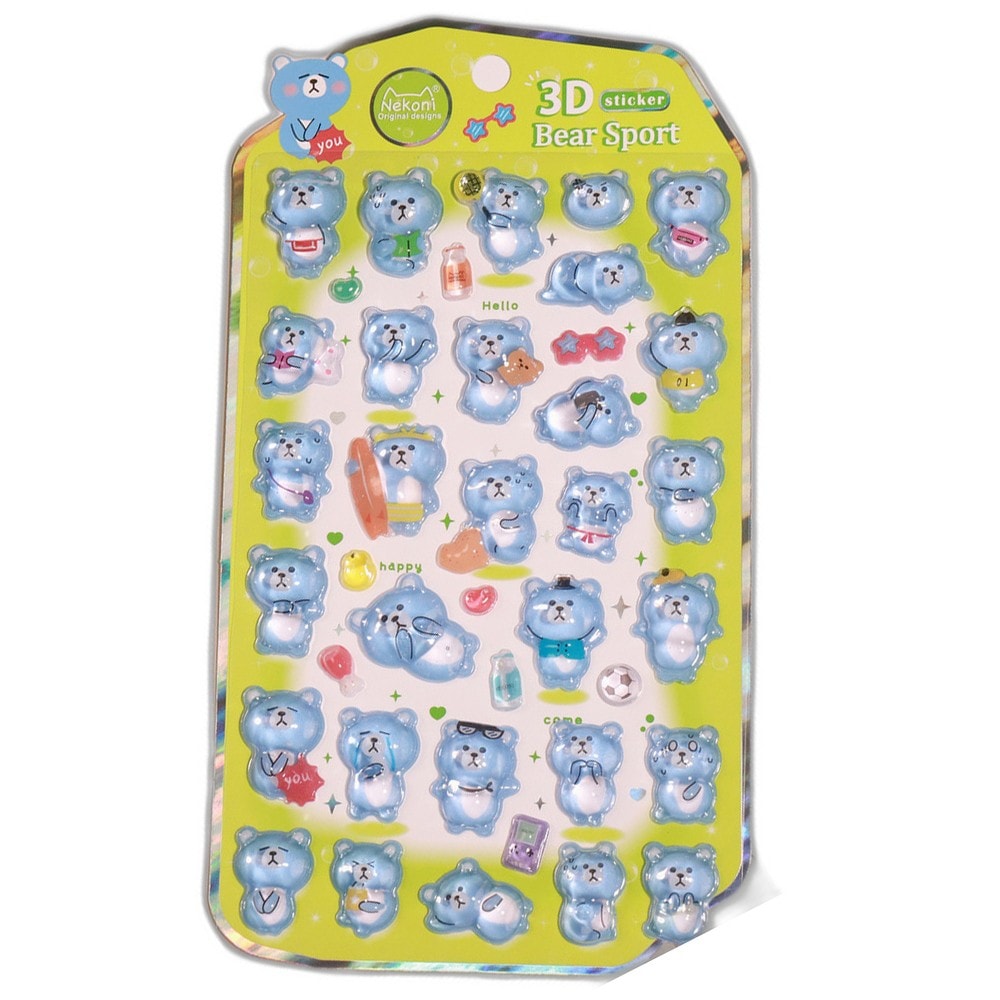 シール 立体 ボンボンシール ドロップシール 熊 ブルーベア 51459 NEKONI 3D Sticker スマホ ステッカー デコレーション かわいい 女の子 シール帳 交換 MNS-51459 ◆メ