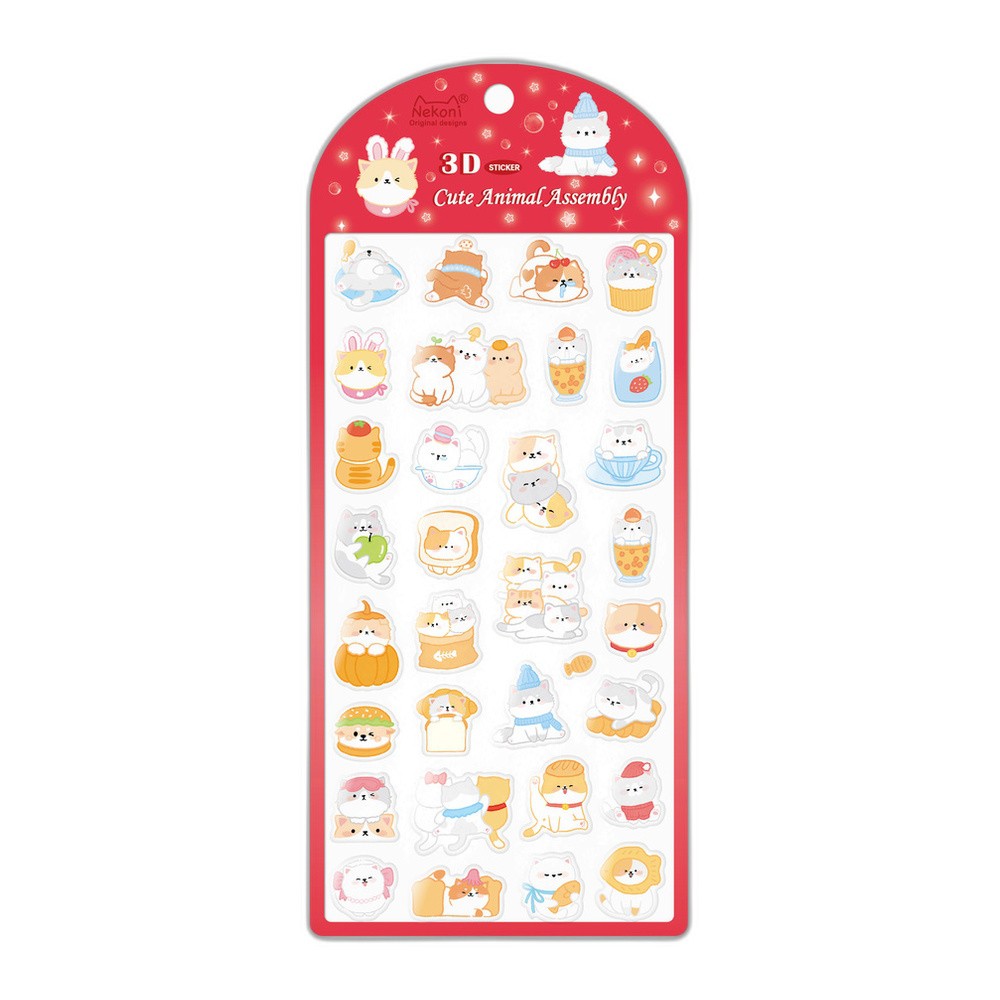 シール 立体 ボンボンシール ドロップシール 犬 猫 デザート 51232 NEKONI 3D Sticker スマホ ステッカー デコレーション かわいい 女の子 シール帳 交換 MNS-51232 ◆メ