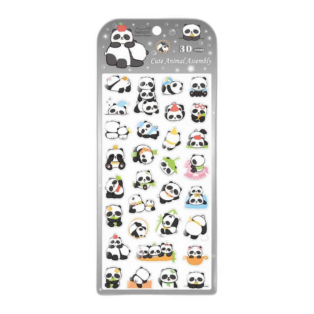 シール 立体 ボンボンシール ドロップシール パンダ2 熊猫 51233 NEKONI 3D Sticker スマホ ステッカー デコレーション かわいい 女の子 シール帳 交換 MNS-51233 ◆メ