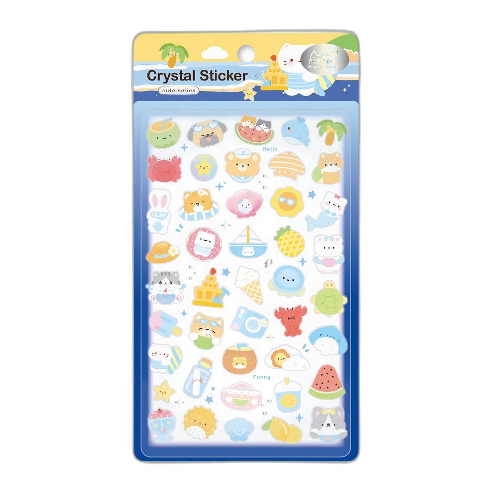 シール 立体 ボンボンシール ドロップシール 動物 島 海 51550 NEKONI 3D Sticker スマホ ステッカー デコレーション かわいい 女の子 シール帳 交換 MNS-51550 ◆メ